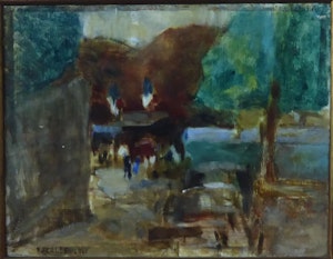 Untitled [Bry-sur-Marne, Street Scene with Flags] image