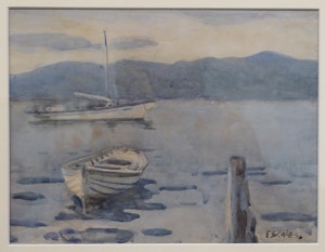 Untitled [Yacht and Beached Rowboat] image