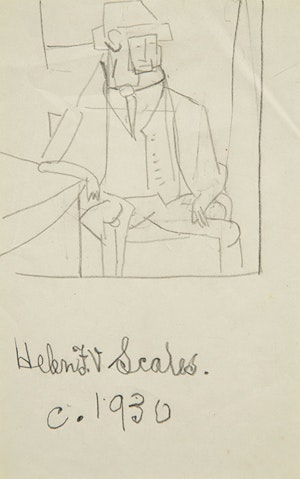 Untitled [Cubist Drawing of a Seated Man] image