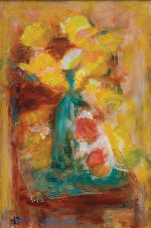 Untitled [Flowers in a Green Vase Placed on the Seat of a Chair] image